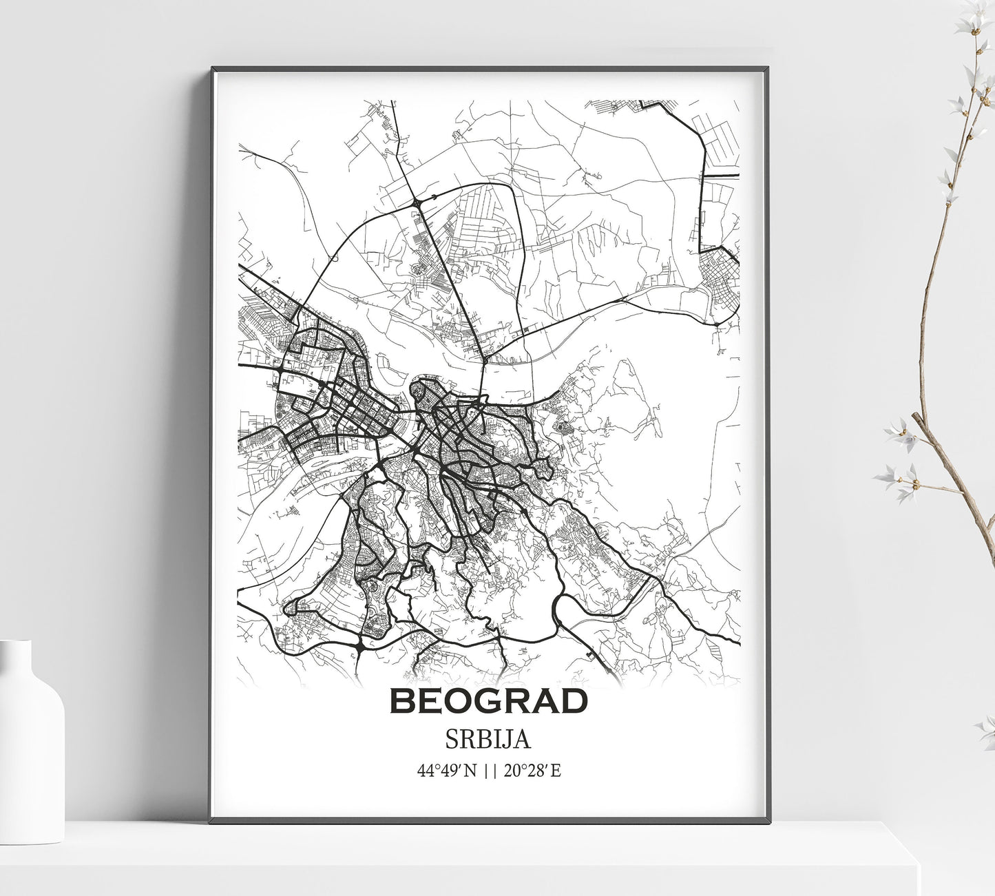 a black and white poster of a city map