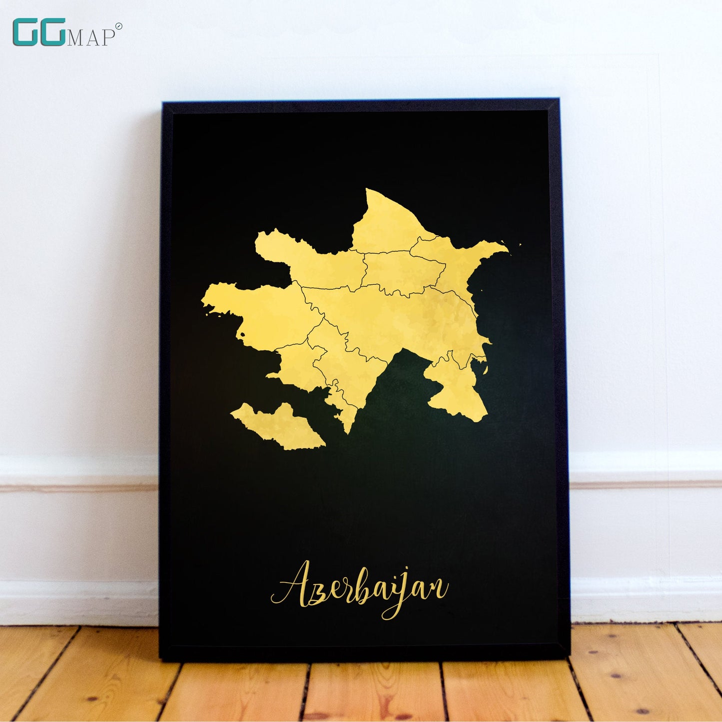 AZERBAIJAN map - Azerbaijan gold map - Travel poster - Home Decor - Wall decor - Office map - Azerbaijan gift - GeoGIS studio