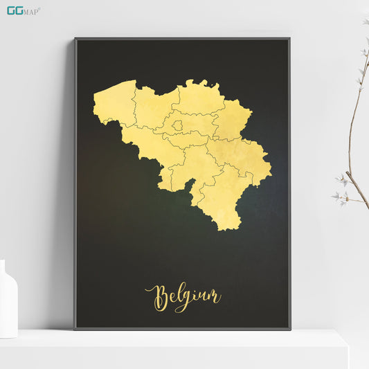 BELGIUM map - Belgium gold map - Travel poster - Home Decor - Wall decor - Office map - Belgium gift - GeoGIS studio