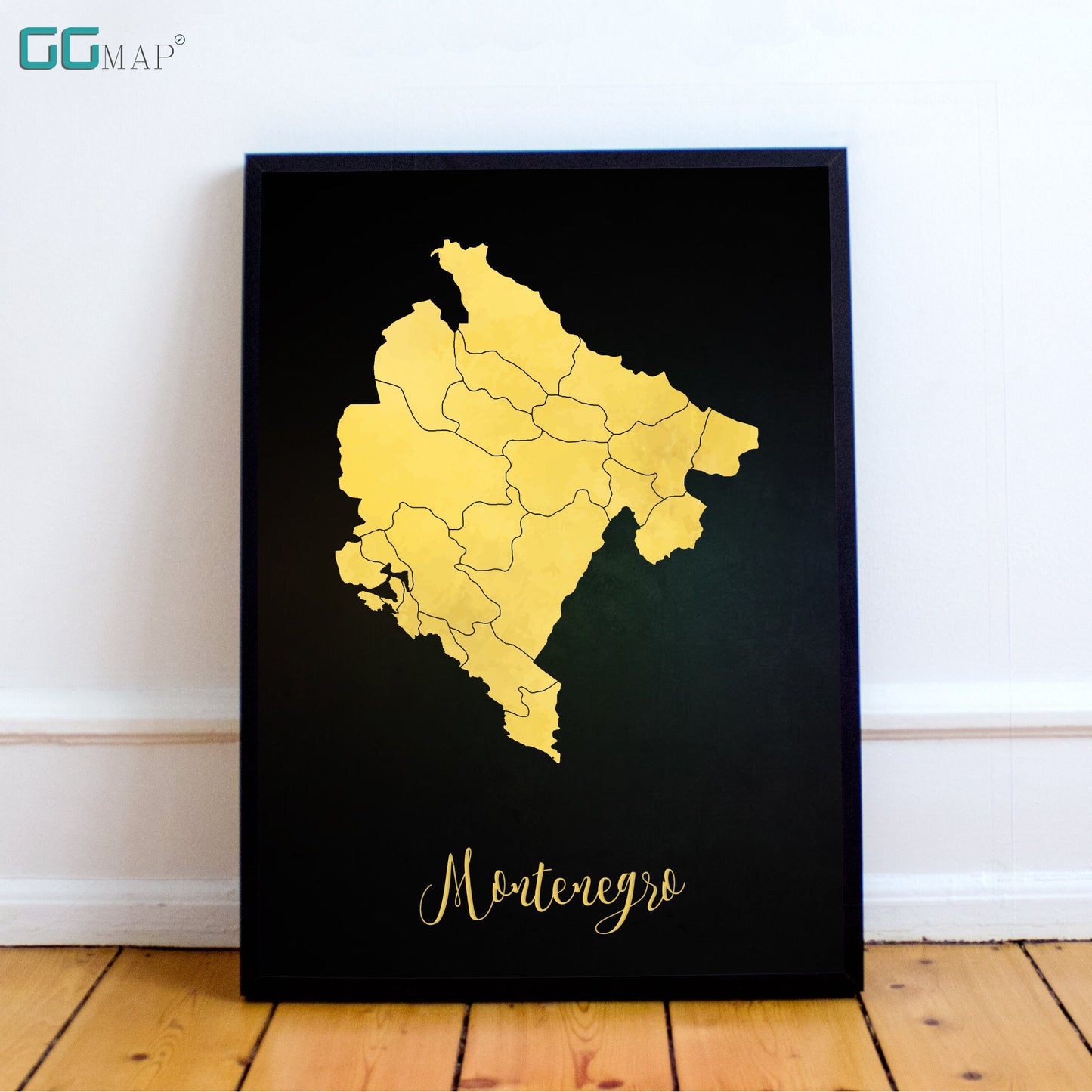 MONTENEGRO map - Montenegro gold map - Travel poster - Home Decor - Wall decor - Office map - Montenegro gift - GeoGIS studio