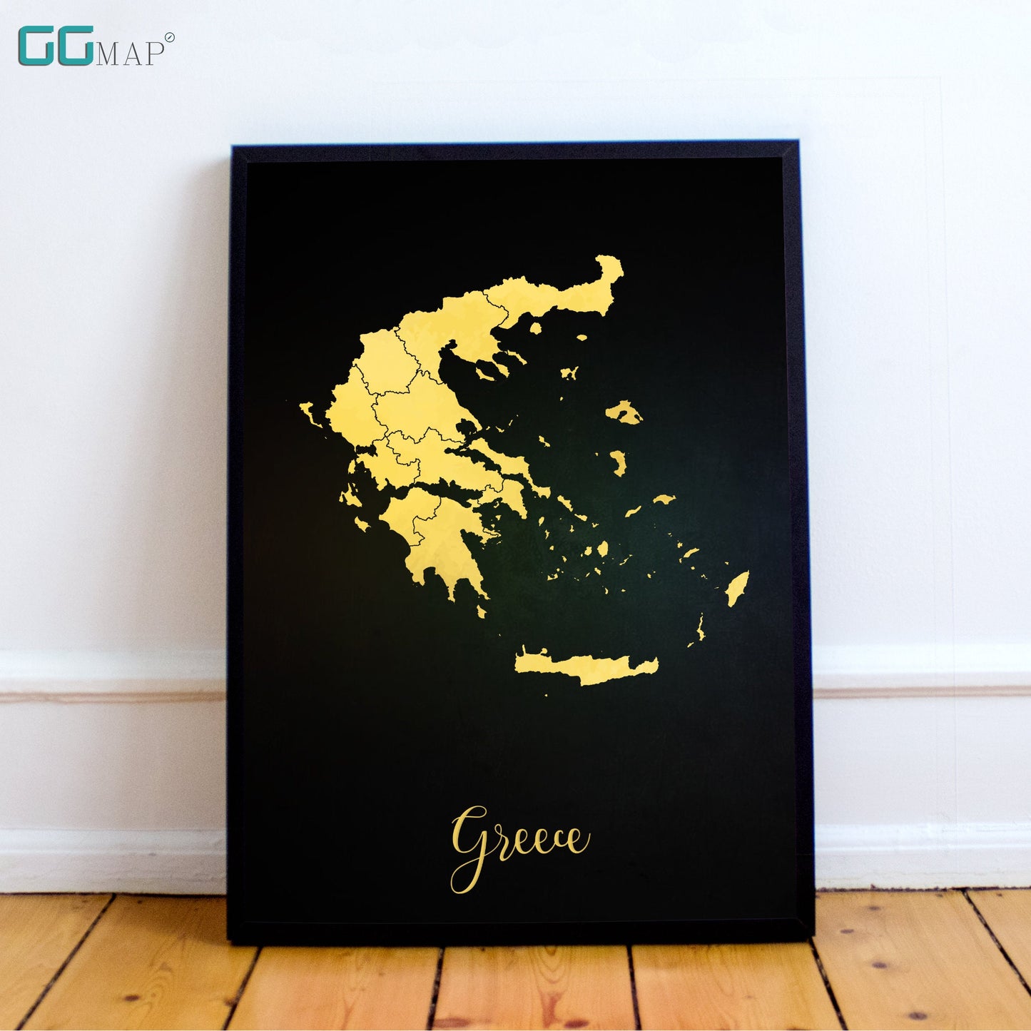 GREECE map - Greece gold map - Travel poster - Home Decor - Wall decor - Office map - Greece gift - GeoGIS studio