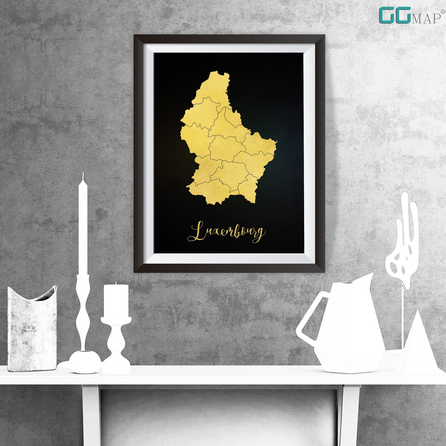 LUXEMBOURG map - Luxembourg gold map - Travel poster - Home Decor - Wall decor - Office map - Luxembourg gift - GeoGIS studio