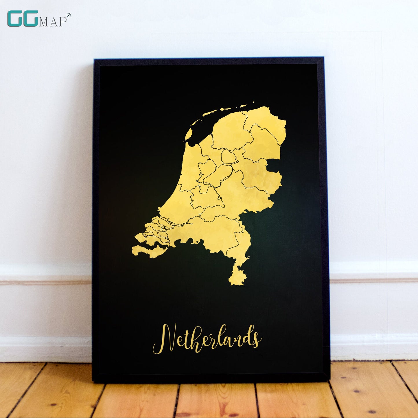 NETHERLANDS map - Netherlands gold map - Travel poster - Home Decor - Wall decor - Office map - Netherlands gift - GeoGIS studio