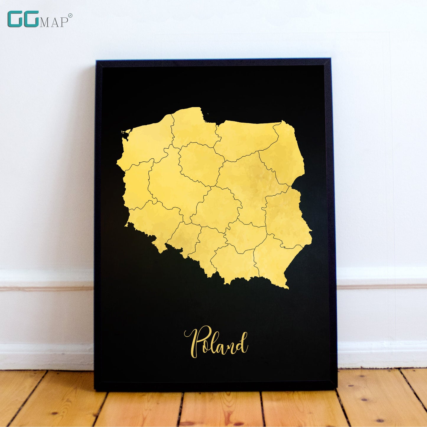 POLAND map - Poland gold map - Travel poster - Home Decor - Wall decor - Office map - Poland gift - GeoGIS studio