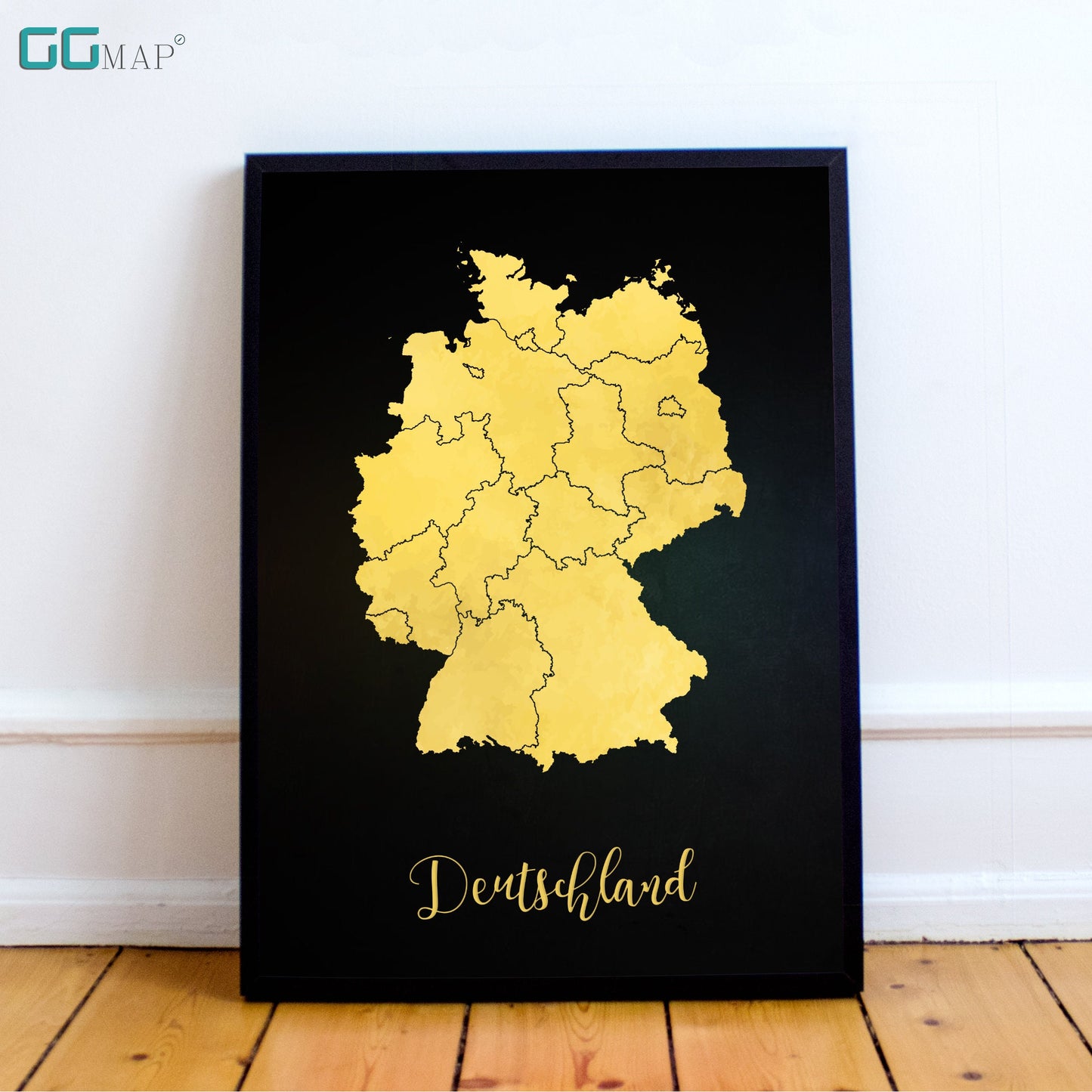 DEUTSCHLAND map - Deutschland gold map - Travel poster - Home Decor - Wall decor - Office map - Deutschland gift - GeoGIS studio