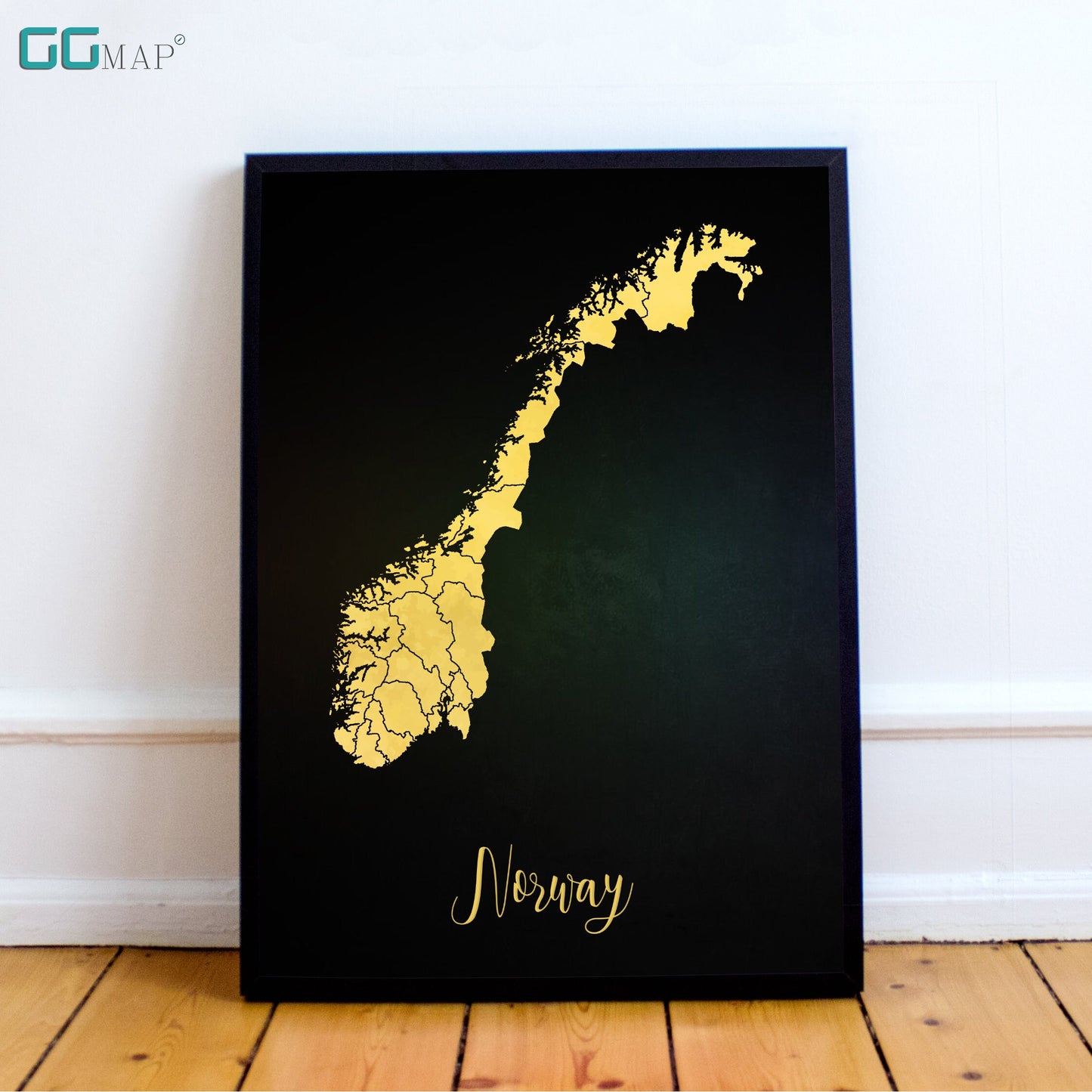 NORWAY map - Norway gold map - Travel poster - Home Decor - Wall decor - Office map - Norway gift - GeoGIS studio