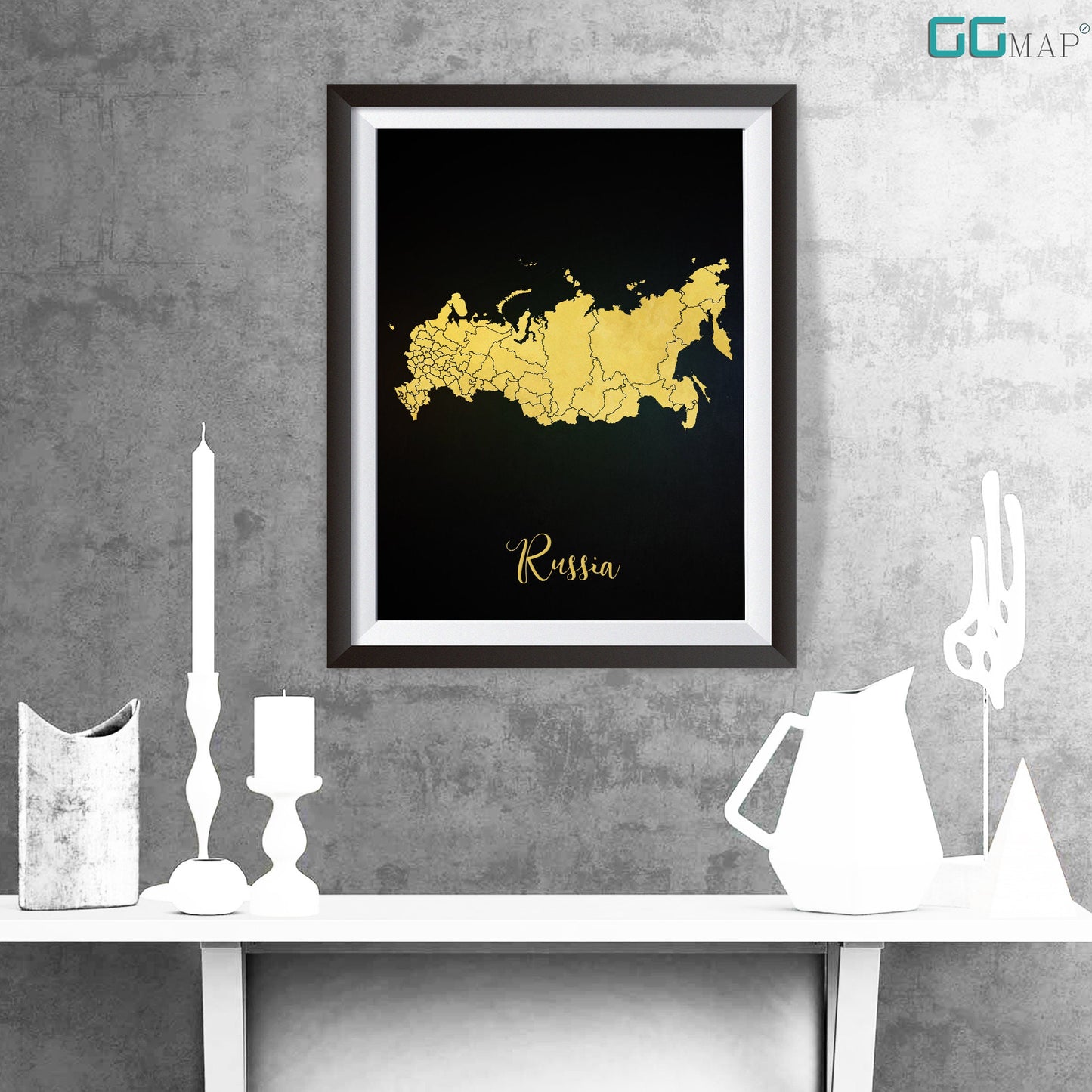 RUSSIA map - Russia gold map - Travel poster - Home Decor - Wall decor - Office map - Russia gift - GeoGIS studio