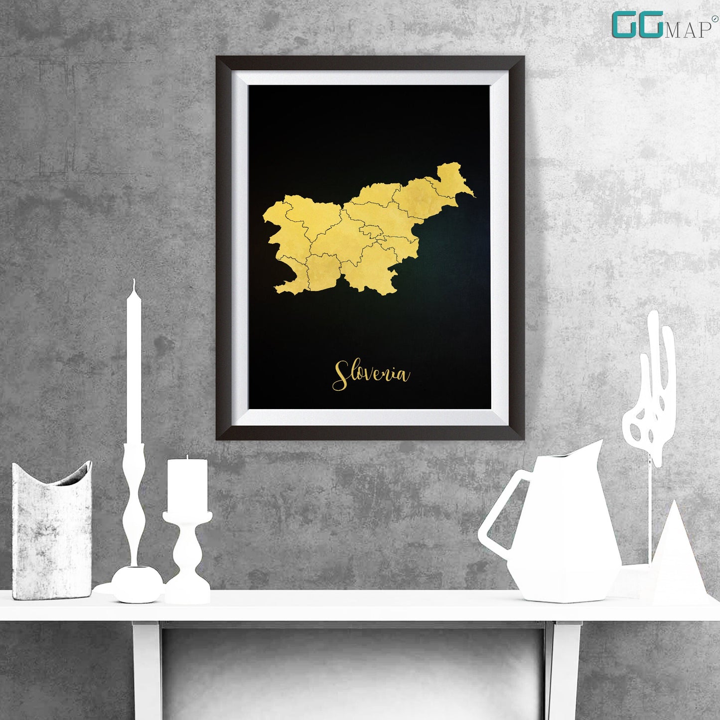 SLOVENIA map - Slovenia gold map - Travel poster - Home Decor - Wall decor - Office map - Slovenia gift - GeoGIS studio