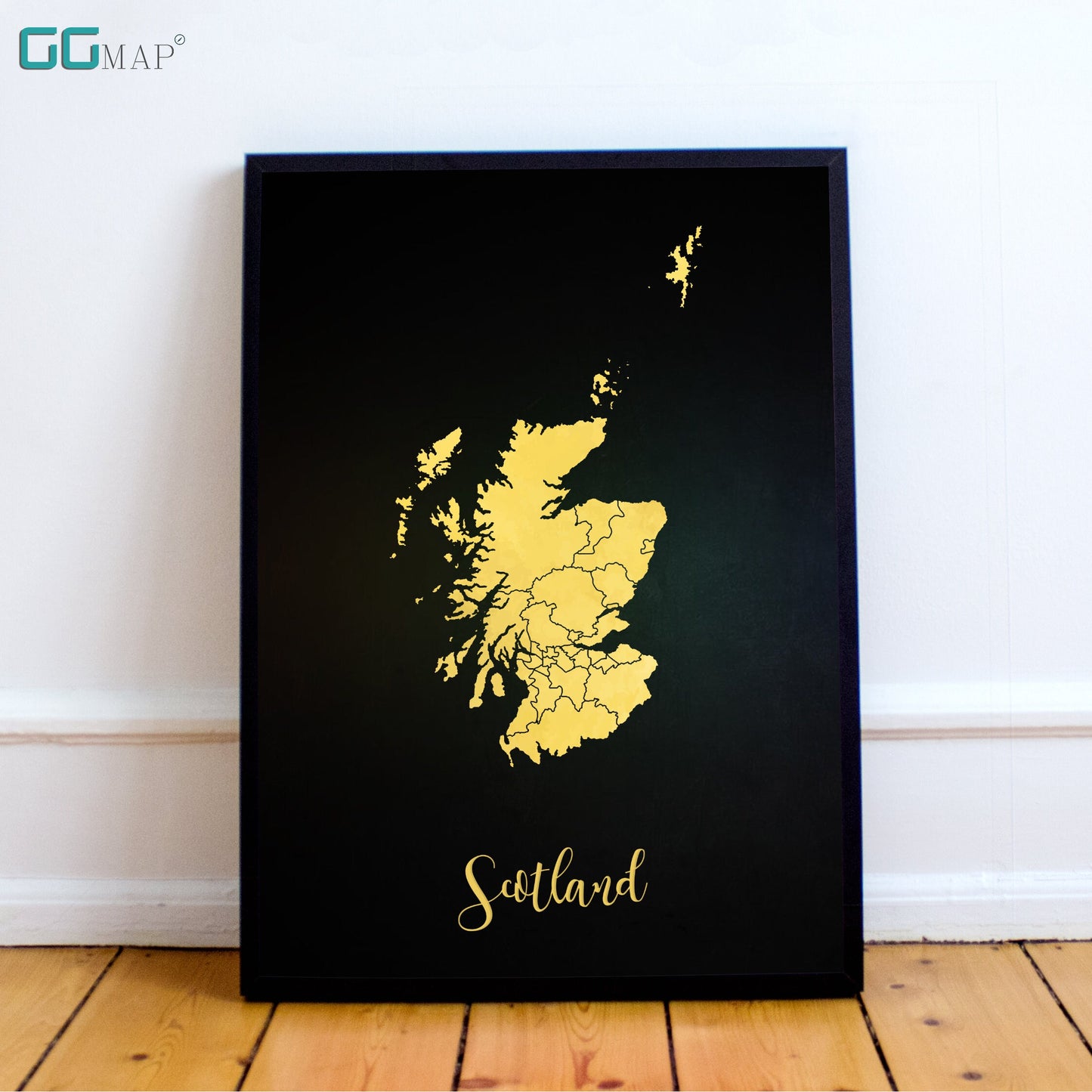 SCOTLAND map - Scotland gold map - Travel poster - Home Decor - Wall decor - Office map - Scotland gift - GeoGIS studio