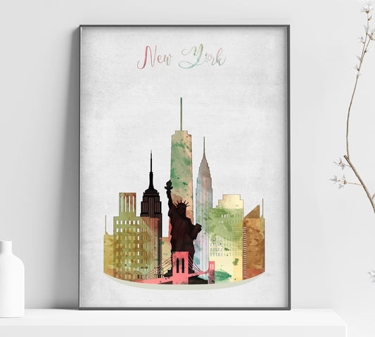 a picture of a cityscape with the words new york on it