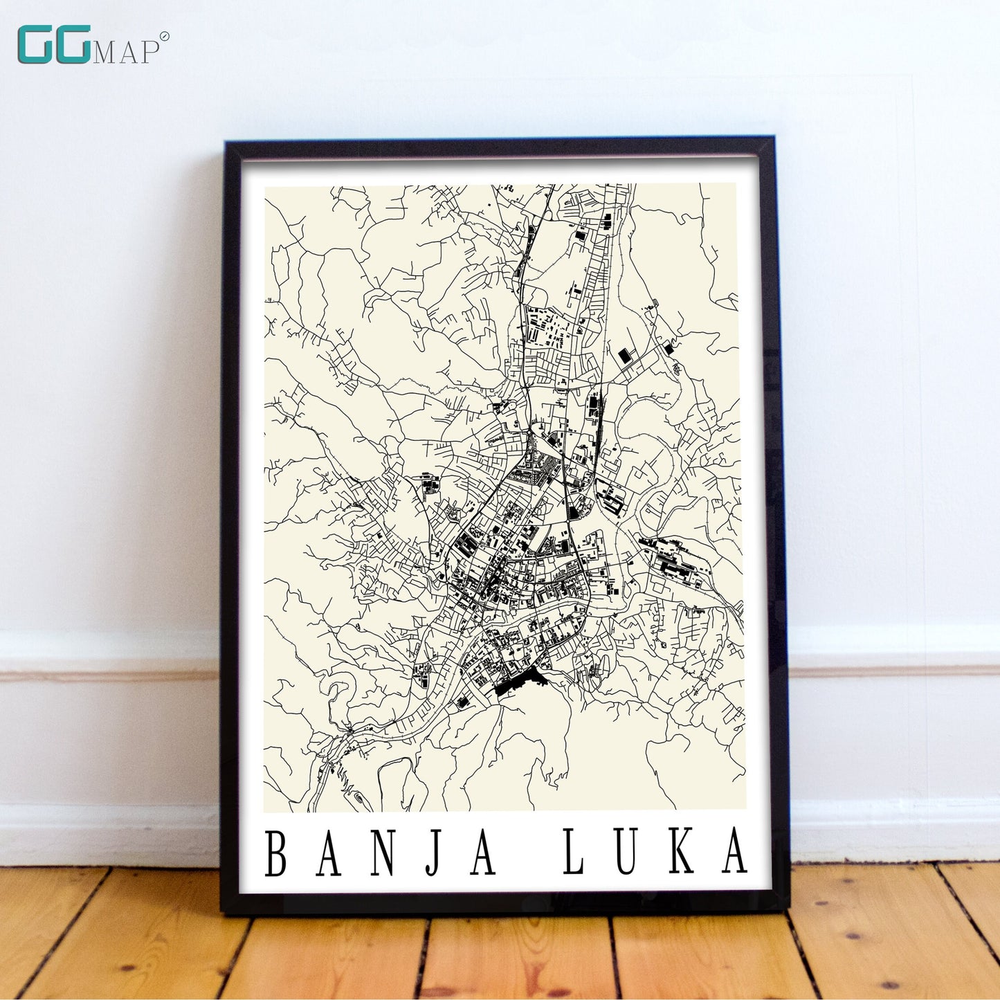 City map of BANJA LUKA - Home Decor - Wall decor - Office map - Travel map - Print map - Poster city map - Banja Luka map - GeoGIS Studio