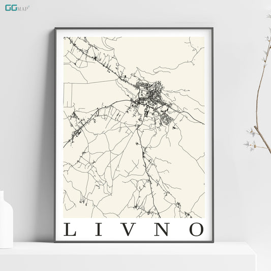 a black and white map of livvano