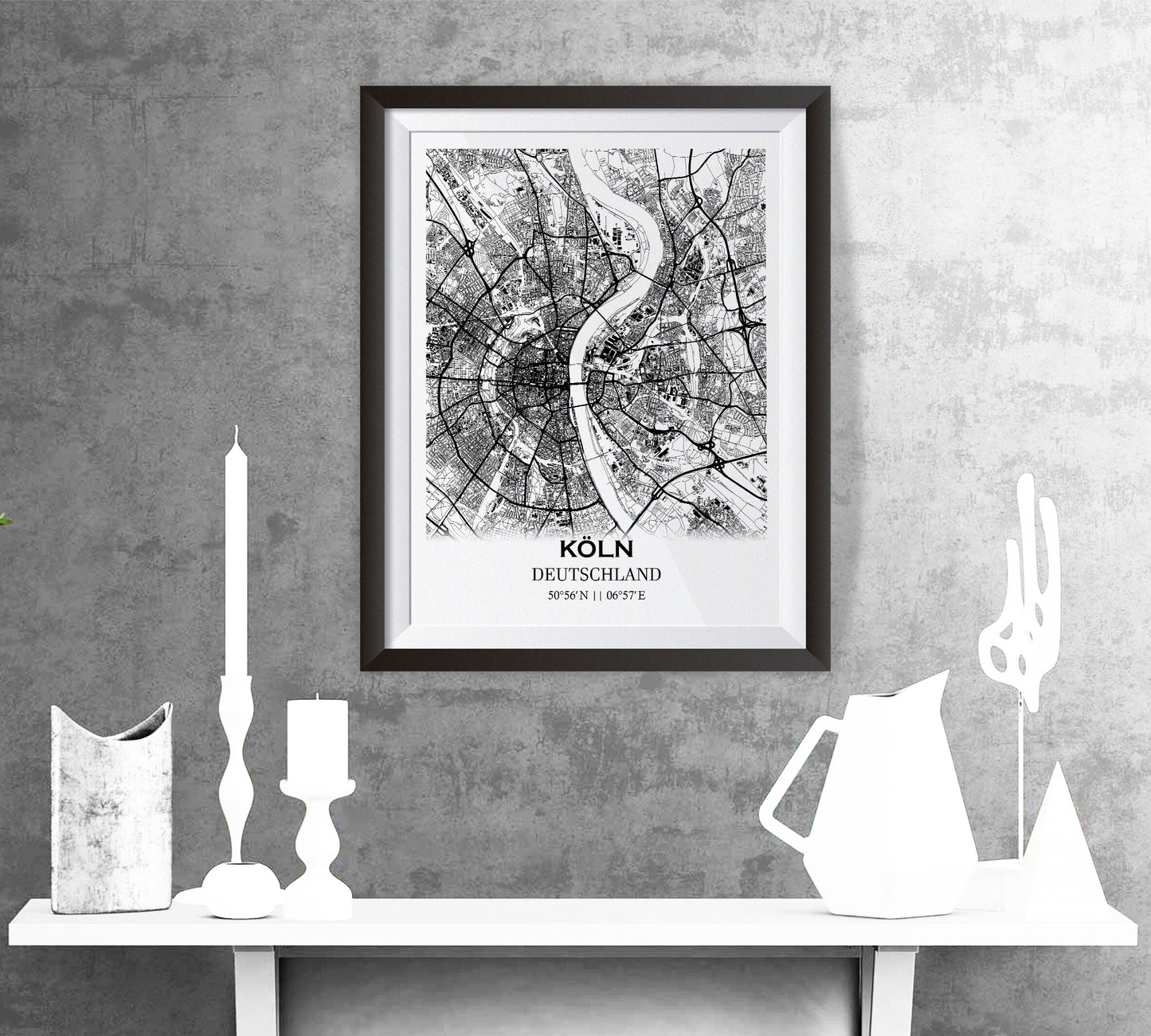 Map of KOLN - Cologne - Germany - Deutschland - Home Decor - Wall decor - Office map - Travel map - Print map - Poster city map