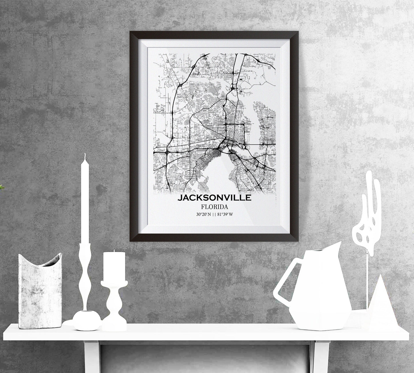 City map of JACKSONVILLE - Home Decor - Wall decor - Office map - Travel map - Print map - Poster city map - JACKSONVILLE map - map art