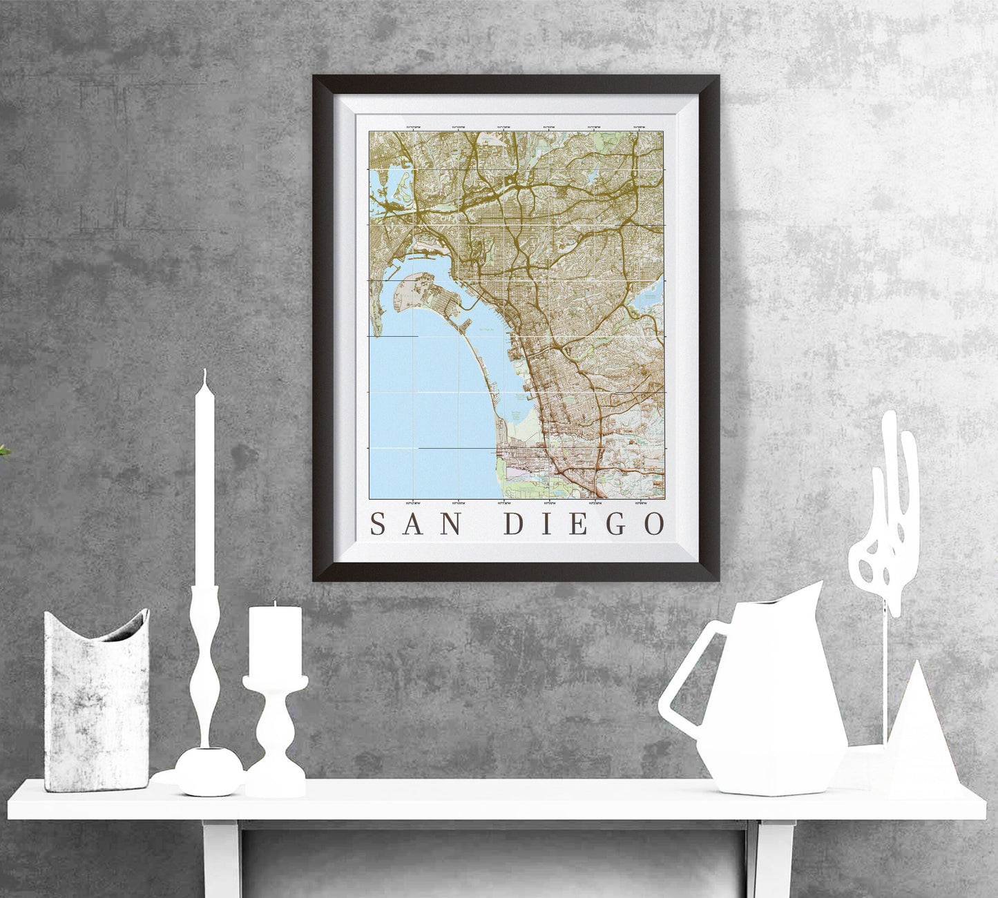 City map of SAN DIEGO - Home Decor - Wall decor - Office map - Travel map - Print map - Poster city map - San Diego map - map art - US