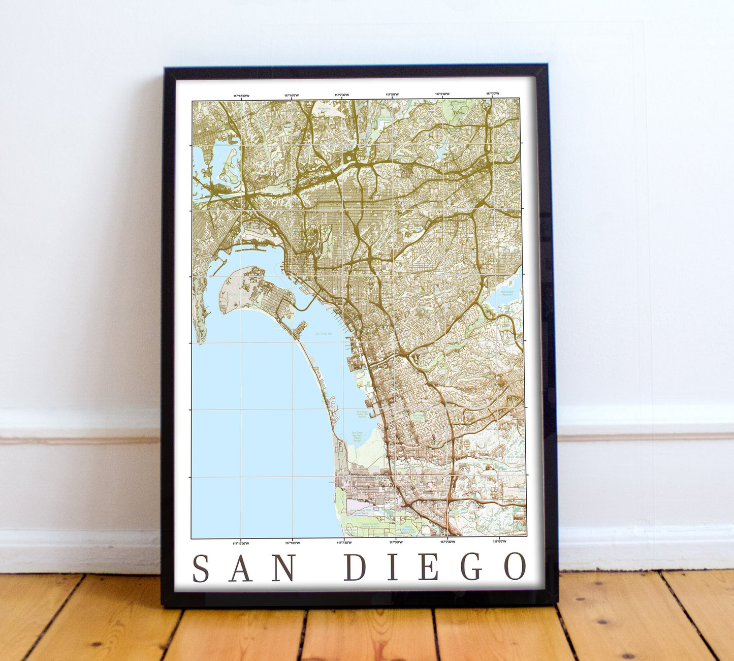 City map of SAN DIEGO - Home Decor - Wall decor - Office map - Travel map - Print map - Poster city map - San Diego map - map art - US