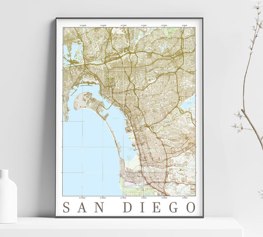 a map of san diego on a shelf