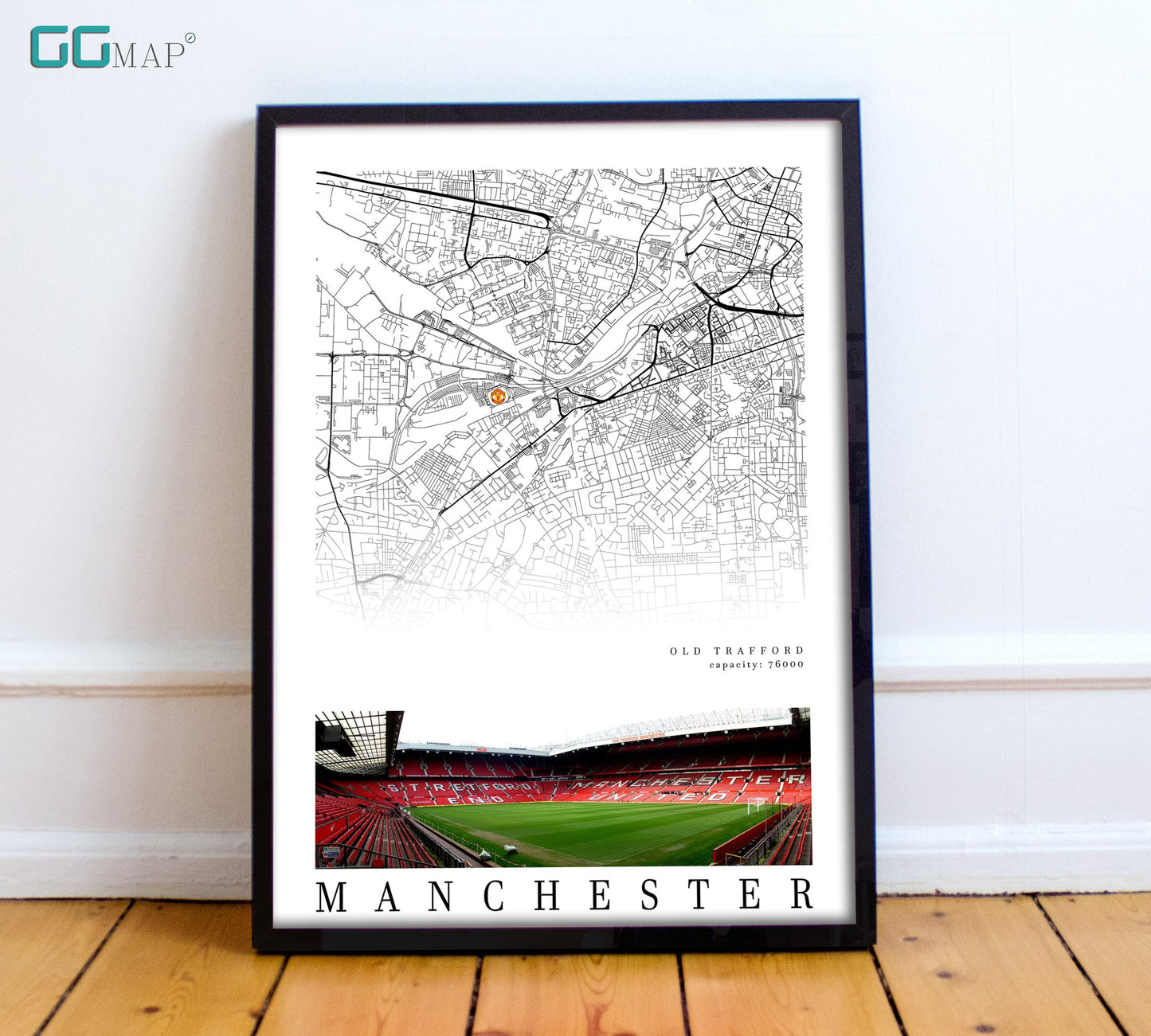 City map of MANCHESTER - Old Trafford Stadium - Home Decor Old Trafford - Manchester United gift - Old Trafford poster, Print map