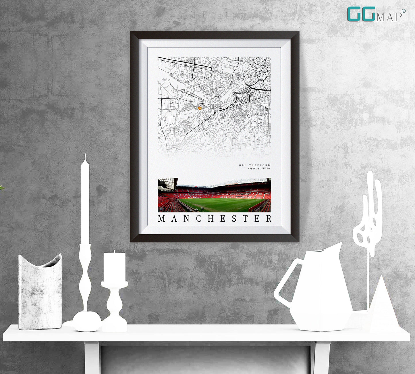 City map of MANCHESTER - Old Trafford Stadium - Home Decor Old Trafford - Manchester United gift - Old Trafford poster, Print map