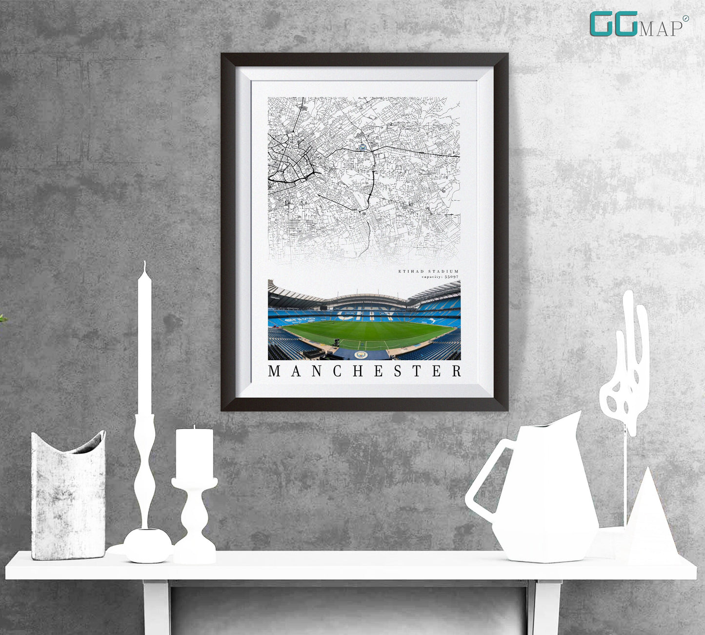 City map of MANCHESTER - Etihad Stadium - Home Decor - City of Manchester Stadium - Wall decor - Manchester City gift -Print map