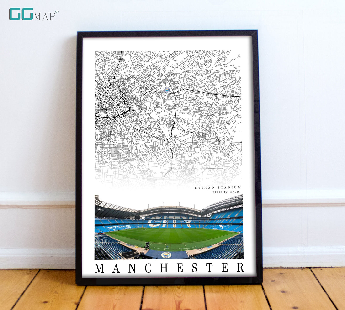 City map of MANCHESTER - Etihad Stadium - Home Decor - City of Manchester Stadium - Wall decor - Manchester City gift -Print map