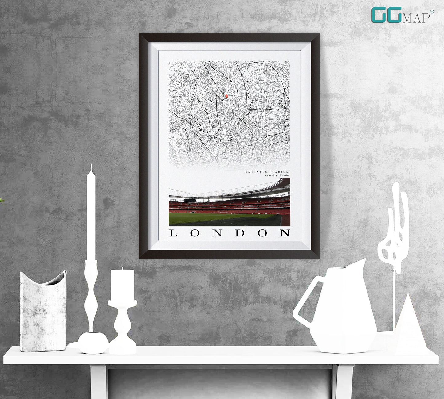 City map of LONDON - Stadion Emirates - Home Decor - Stadium Arsenal - Wall decor - Arsenal gift - Arsenal gift - Print map- Arsenal Stadium