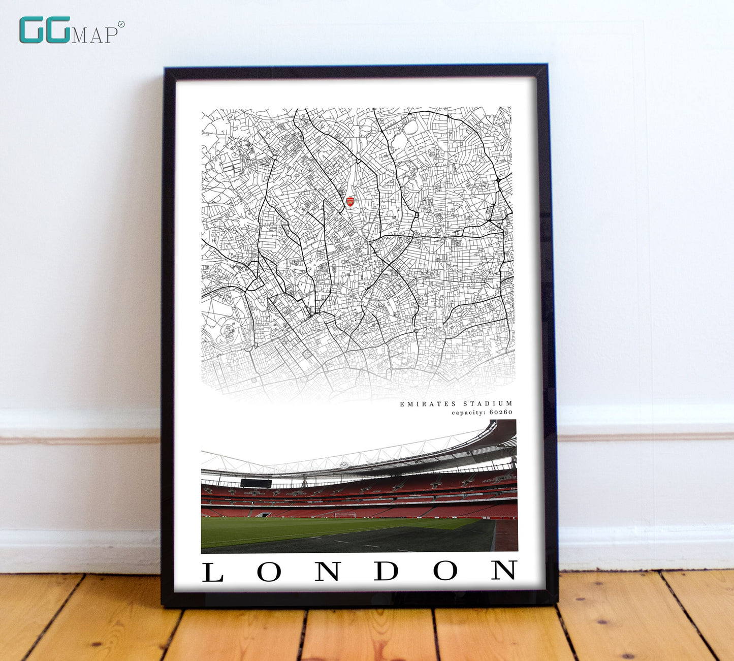 City map of LONDON - Stadion Emirates - Home Decor - Stadium Arsenal - Wall decor - Arsenal gift - Arsenal gift - Print map- Arsenal Stadium