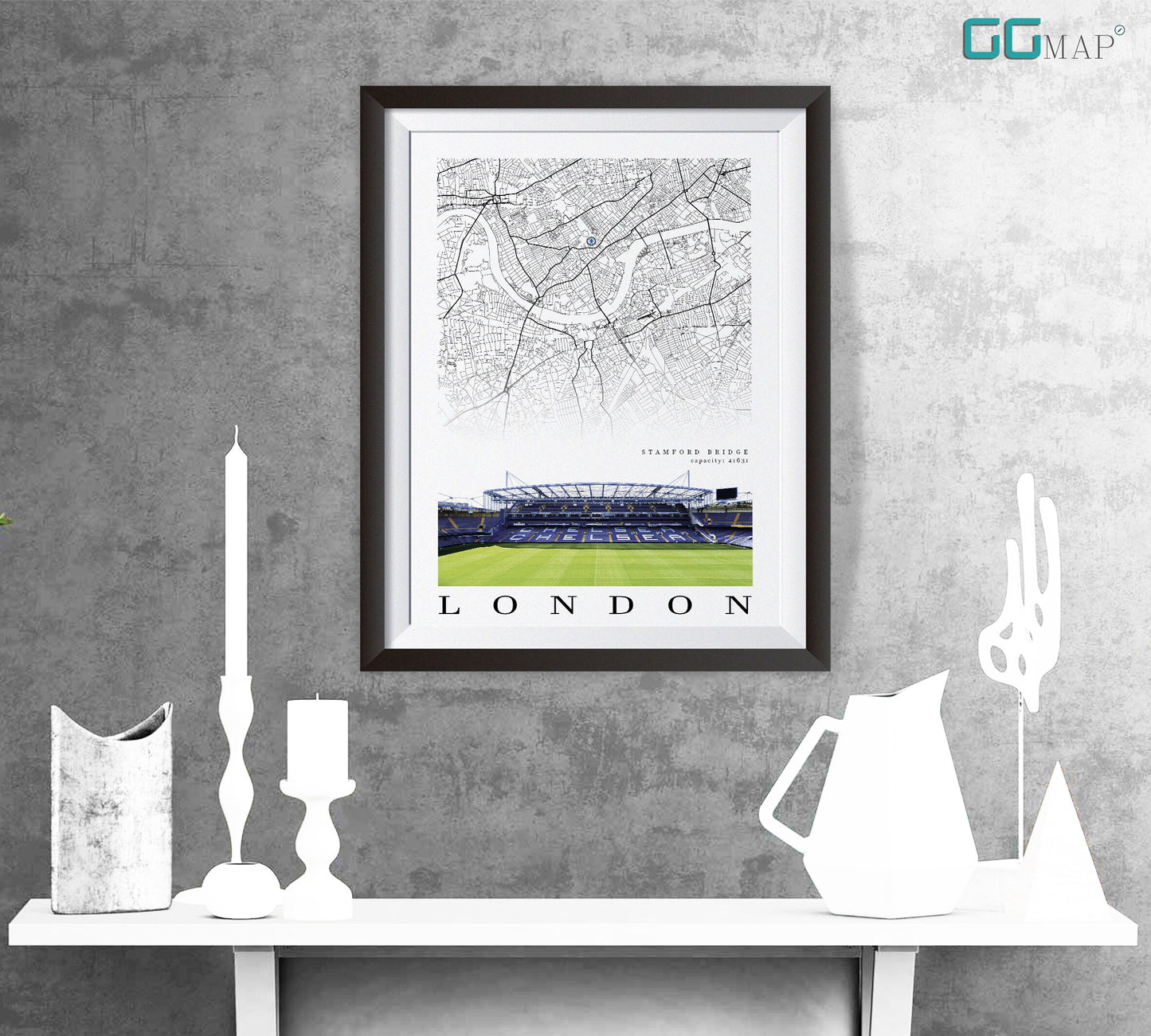 City map of LONDON - Stamford Bridge Stadium - Home Decor Stamford Bridge - Wall decor - Stamford Bridge - Stamford Bridge gift - Print map