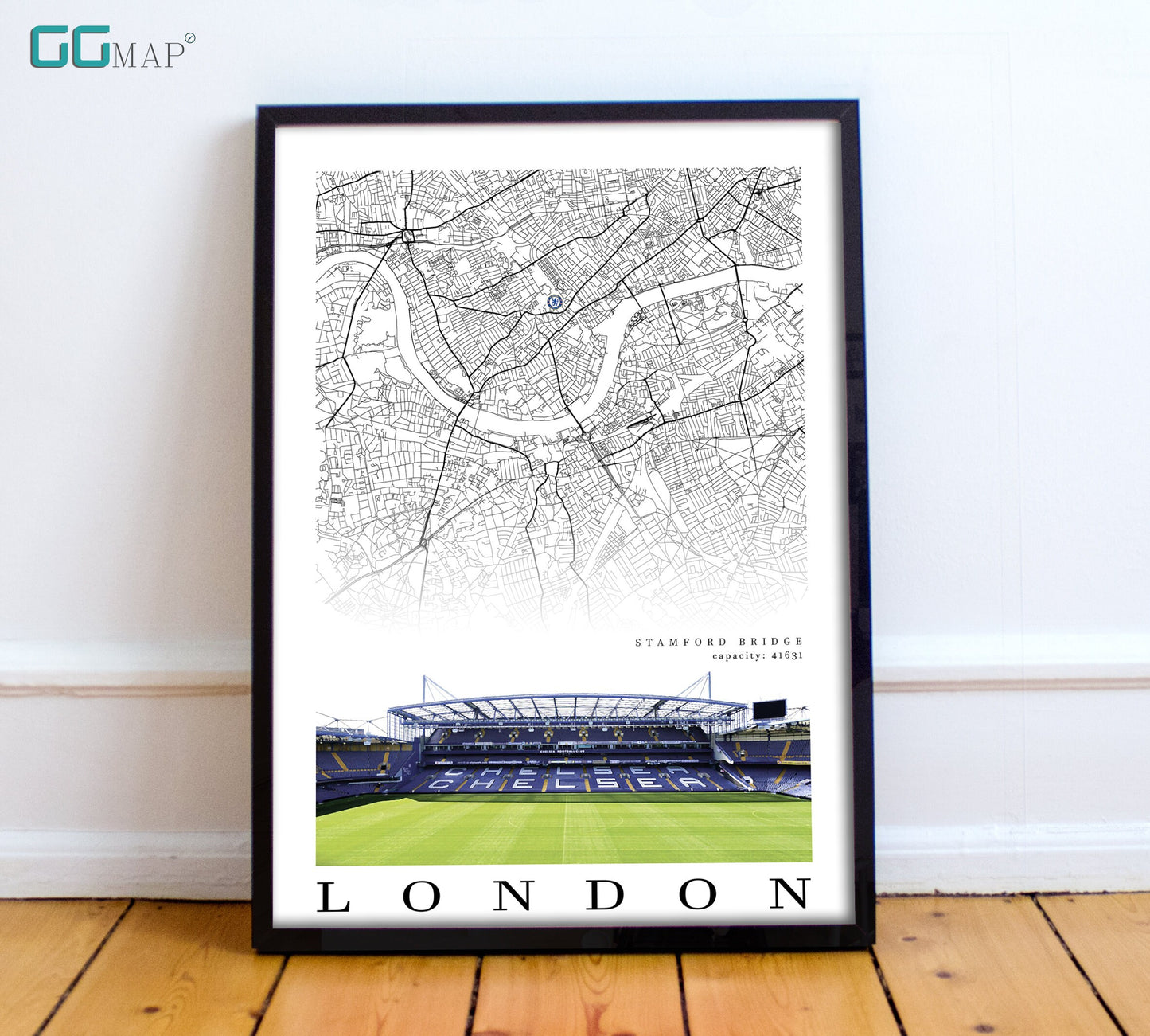 City map of LONDON - Stamford Bridge Stadium - Home Decor Stamford Bridge - Wall decor - Stamford Bridge - Stamford Bridge gift - Print map