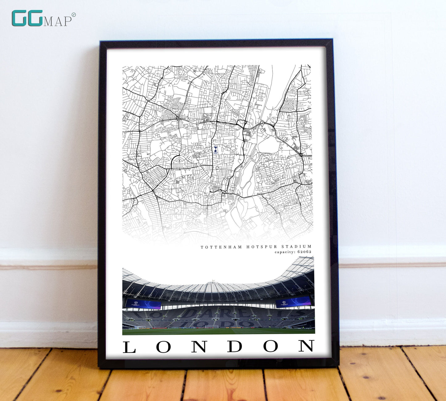 City map of LONDON - Tottenham Hotspur Stadium - Home Decor Tottenham Hotspur - Wall decor - Tottenham Hotspur - Tottenham gift - Print map