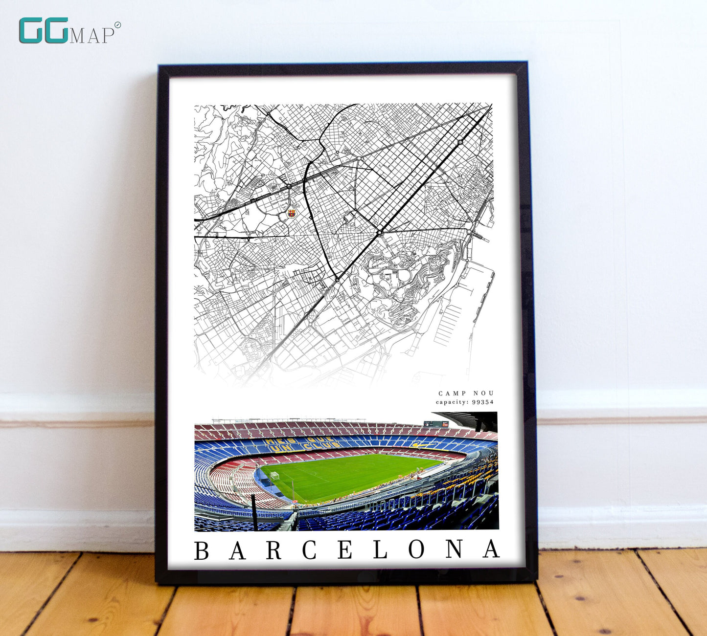 City map of BARCELONA - Camp Nou Stadium - Home Decor Camp Nou - Wall decor - Camp Nou - Camp Nou - gift - Print map -