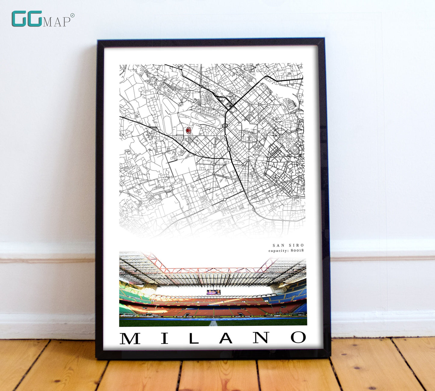 City map of MILANO - AC Milano Stadium - San Siro Stadium - Home Decor San Siro - AC Milano