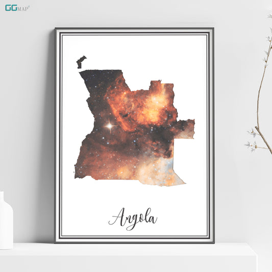 ANGOLA map - Angola Omega nebula map - Travel poster - Home Decor - Wall decor - Office map - Angola gift - GGmap - Angola poster