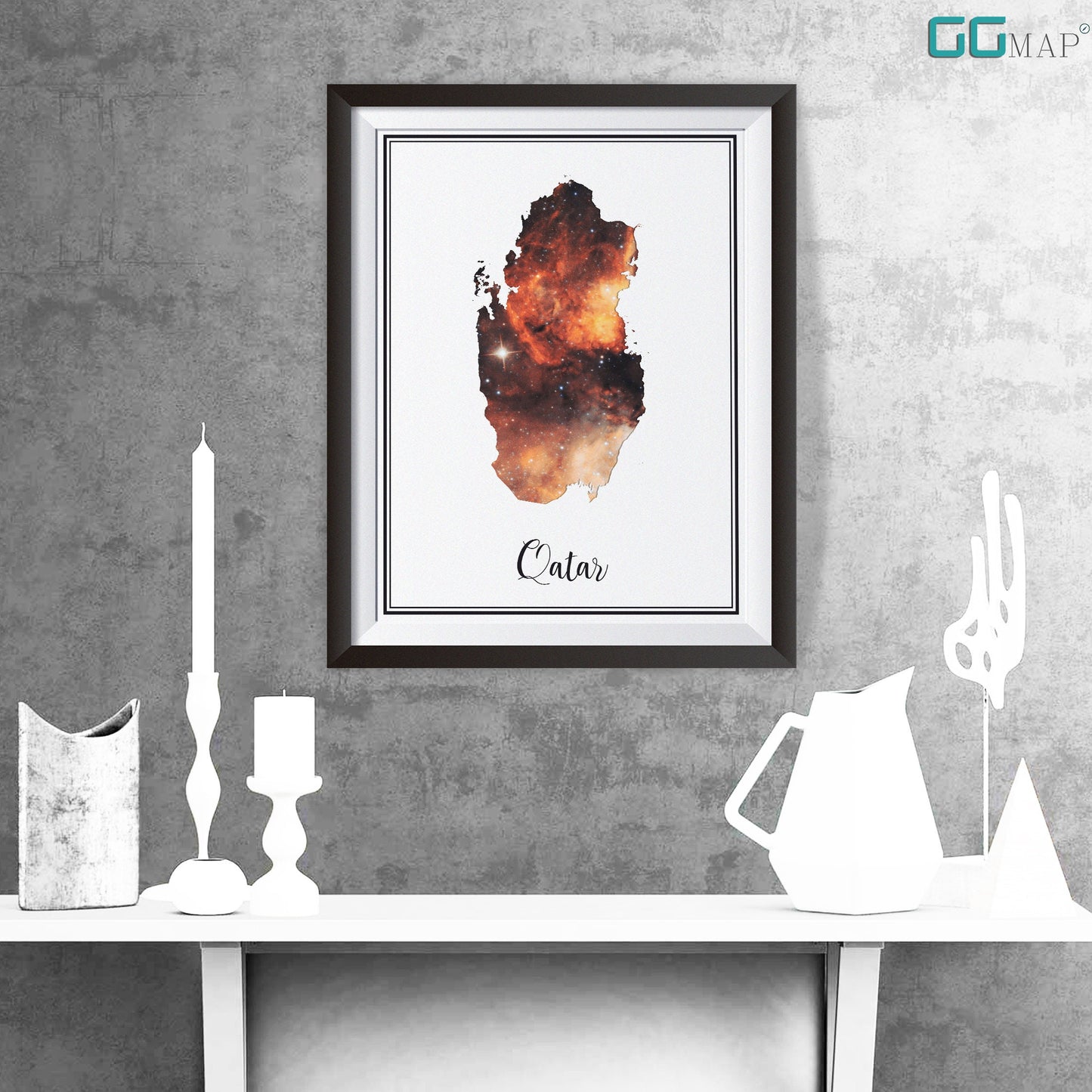 QATAR map - Qatar Omega nebula map - Travel poster - Home Decor - Wall decor - Office map - Qatar gift - GGmap - Qatar poster