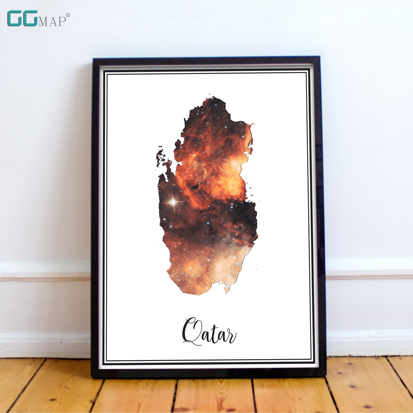 QATAR map - Qatar Omega nebula map - Travel poster - Home Decor - Wall decor - Office map - Qatar gift - GGmap - Qatar poster