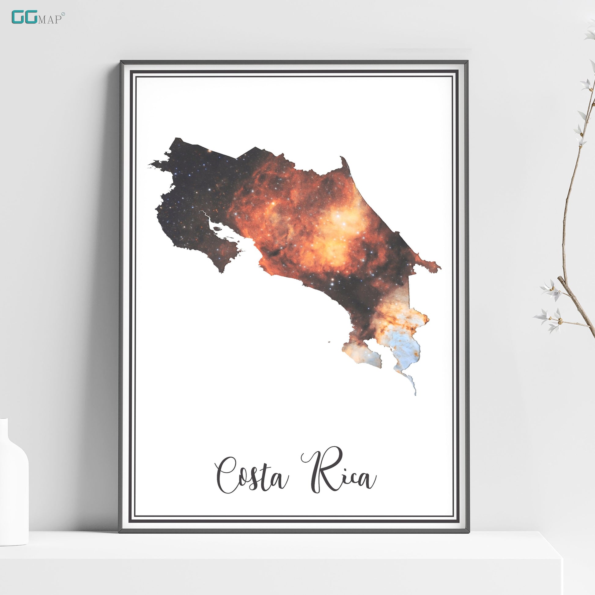 a framed picture of the state of costa rica