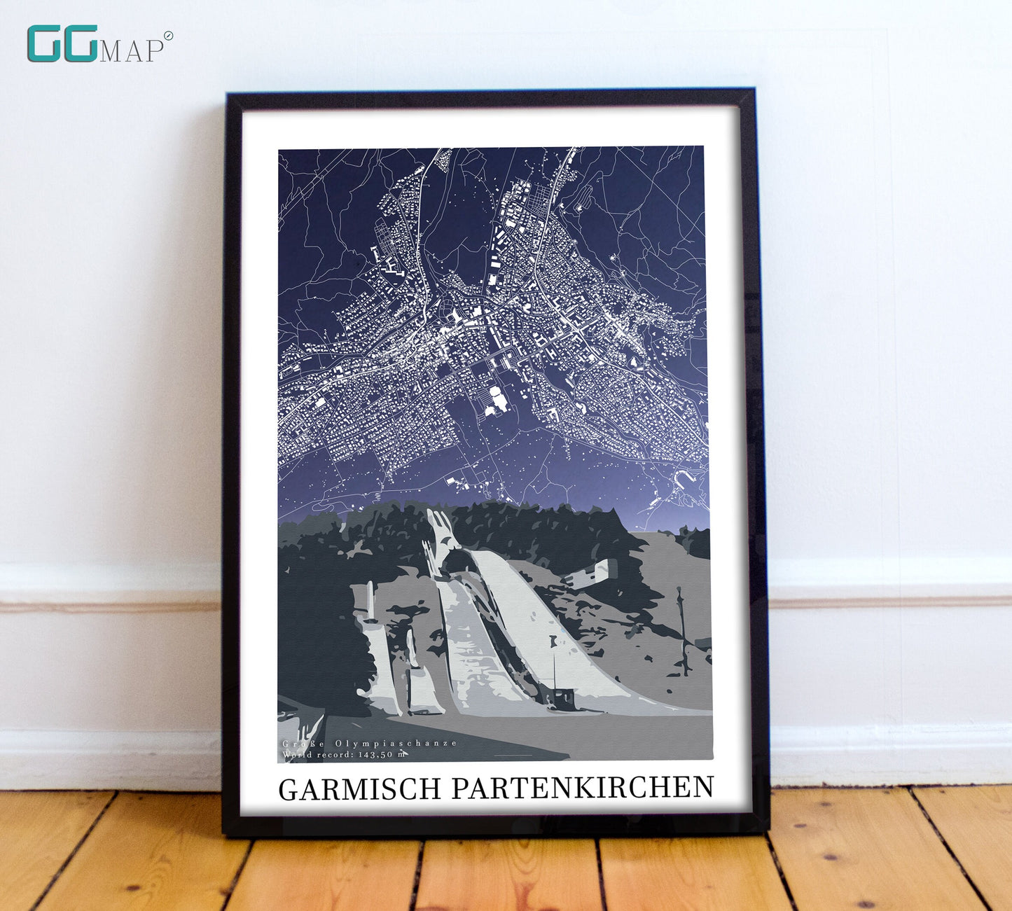 City map of GARMISCH PARTENKIRCHEN - Garmisch-Partenkirchen ski jumping - Home Decor Garmisch-Partenkirchen - Garmisch-Partenkirchen gift