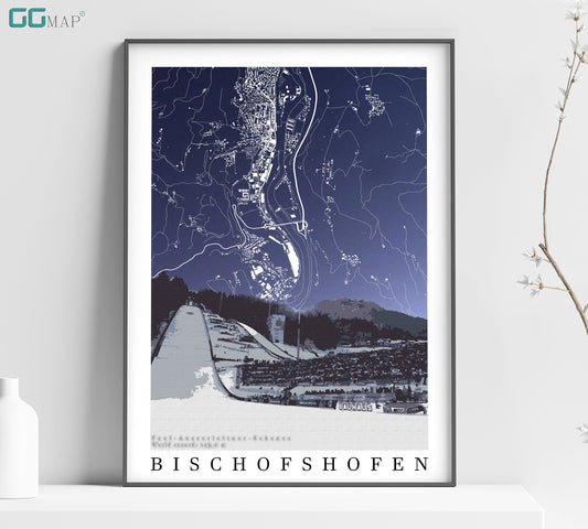 City map of BISCHOFSHOFEN - Bischofshofen ski jumping - Home Decor Bischofshofen - Bischofshofen gift - Bischofshofen ski - Skiing poster
