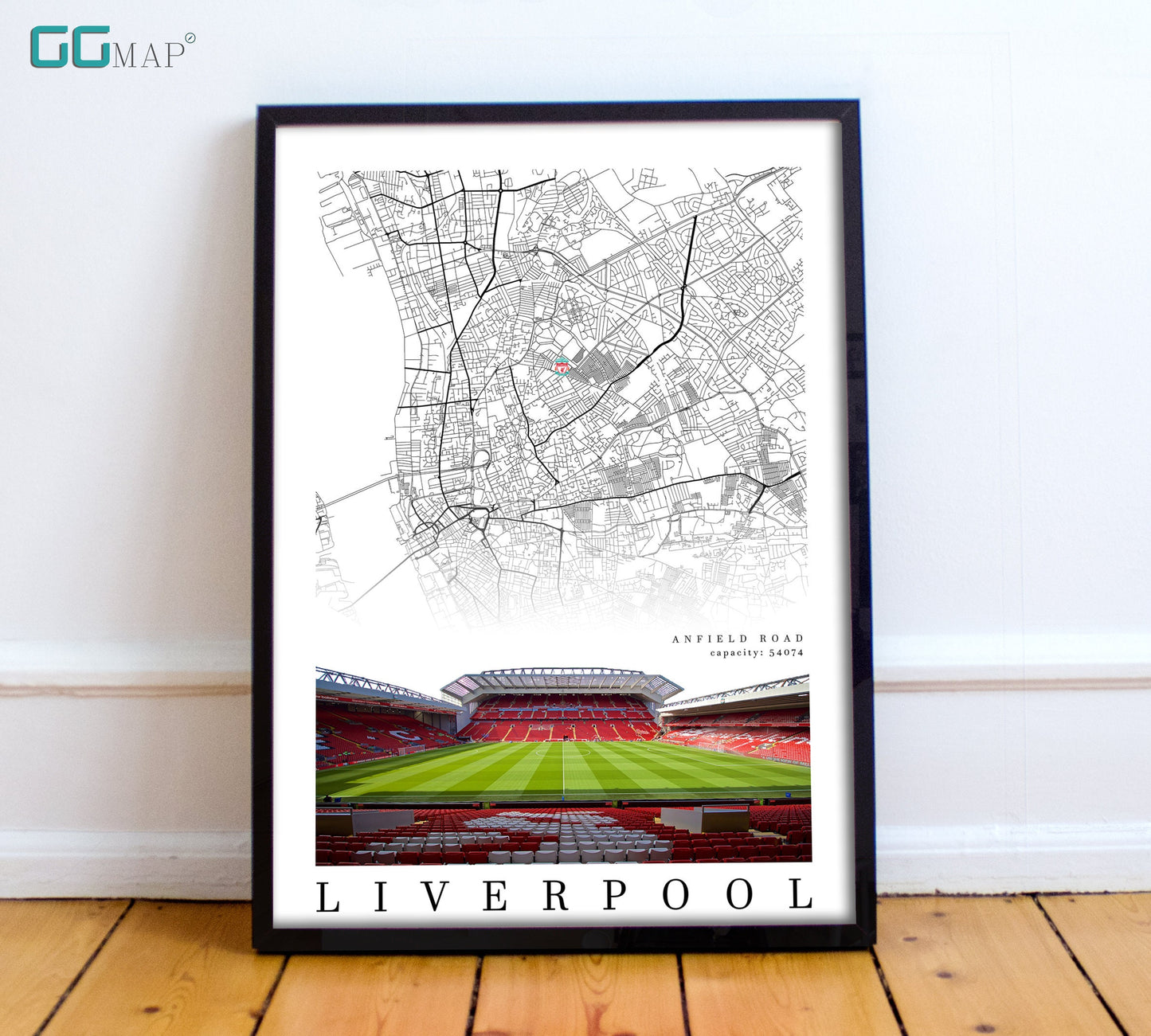 City map of LIVERPOOL - Anfield Stadium - Home Decor Anfield - Wall decor - Anfield gift - Print map - Liverpool Stadium