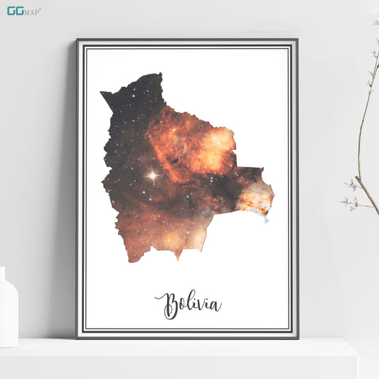 BOLIVIA map - Bolivia Omega nebula map - Travel poster - Home Decor - Wall decor - Office map - Bolivia gift - GGmap - Bolivia poster