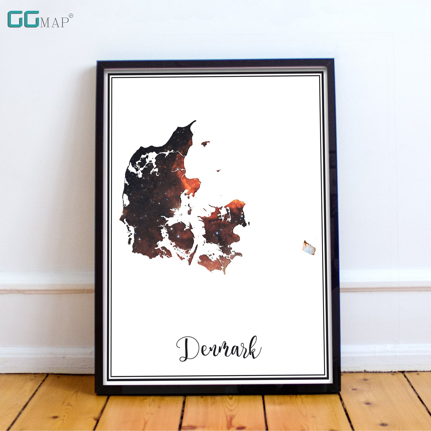 DENMARK map - Denmark Omega nebula map - Travel poster - Home Decor - Wall decor - Office map - Denmark gift - GeoGIS studio