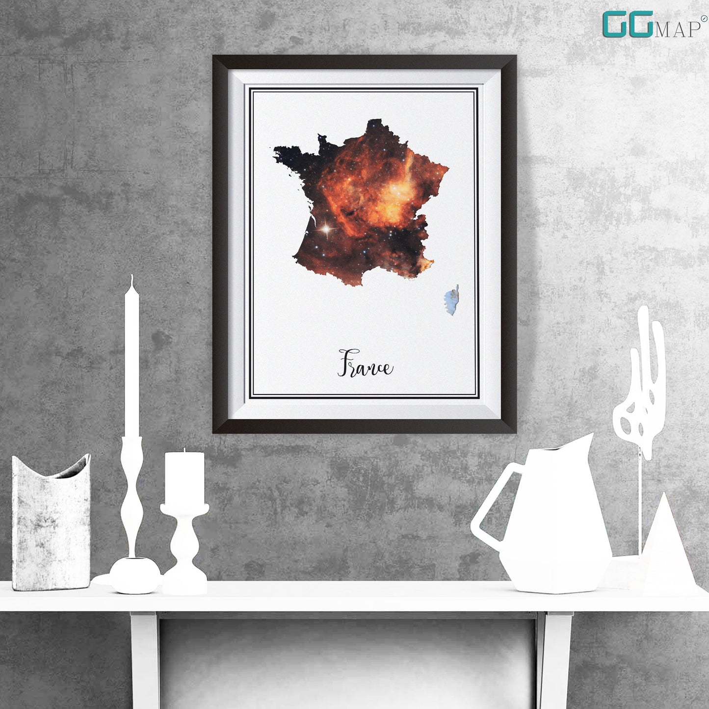 FRANCE map - France Omega nebula map - Travel poster - Home Decor - Wall decor - Office map - France gift - GeoGIS studio