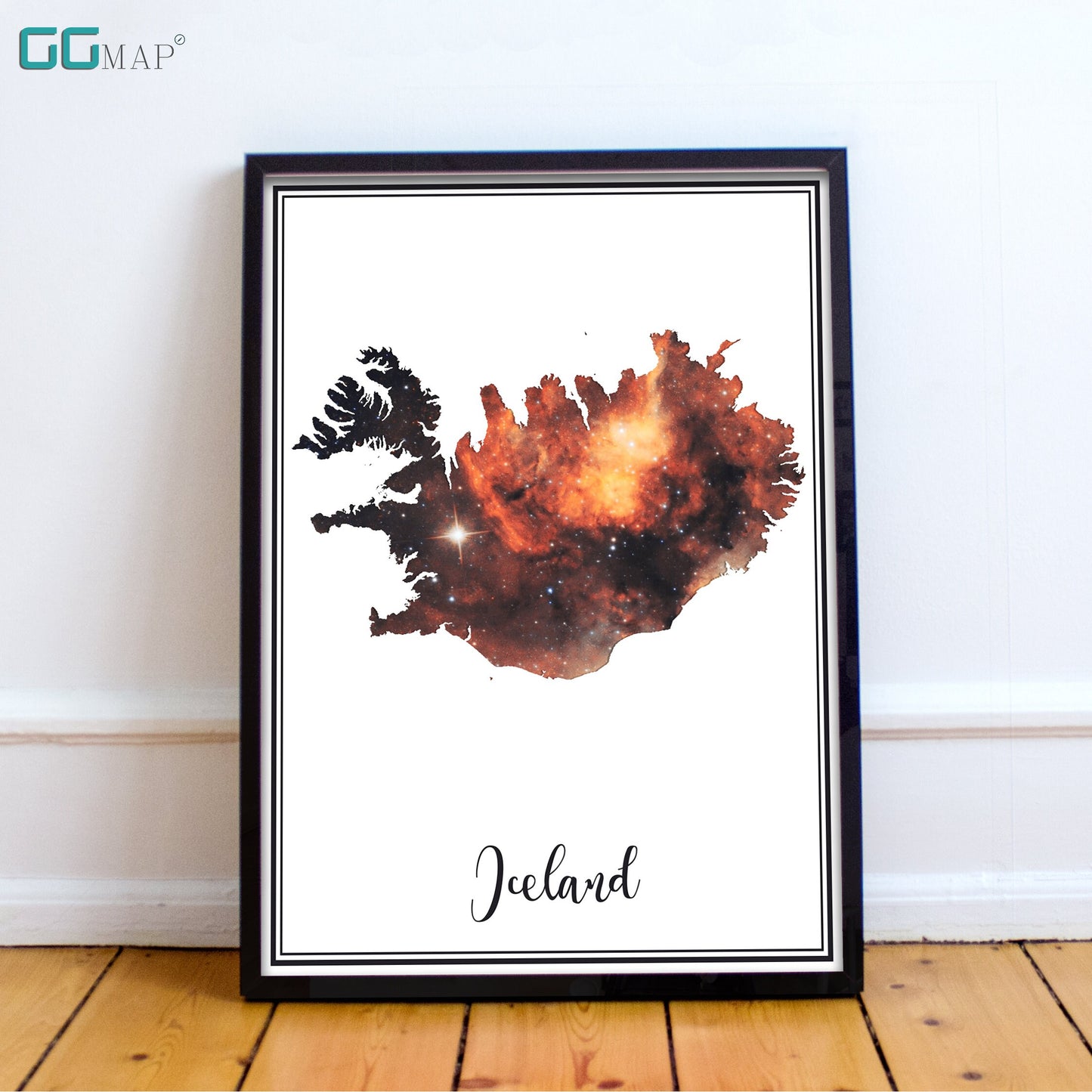 ICELAND map - Iceland Omega nebula map - Travel poster - Home Decor - Wall decor - Office map - Iceland gift - GeoGIS studio