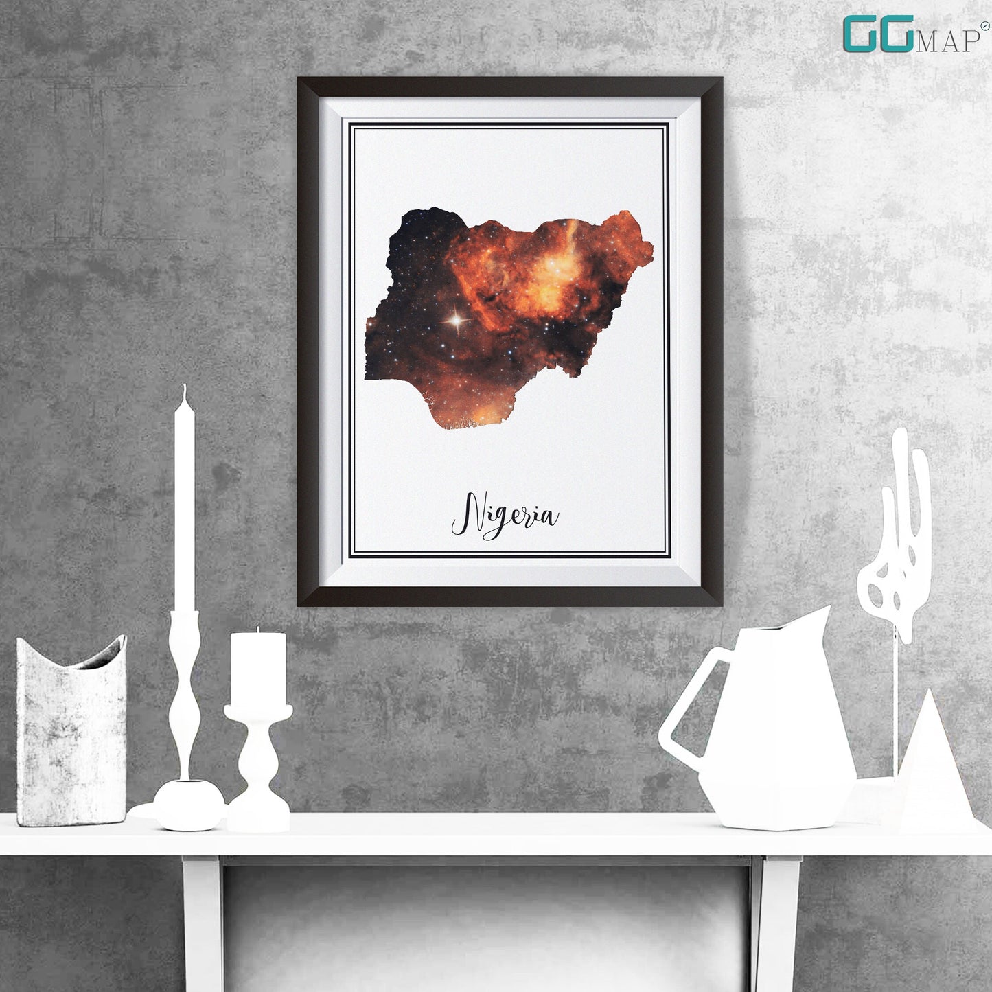 NIGERIA map - Nigeria Omega nebula map - Travel poster - Home Decor - Wall decor - Office map - Nigeria gift - GGmap - Nigeria poster