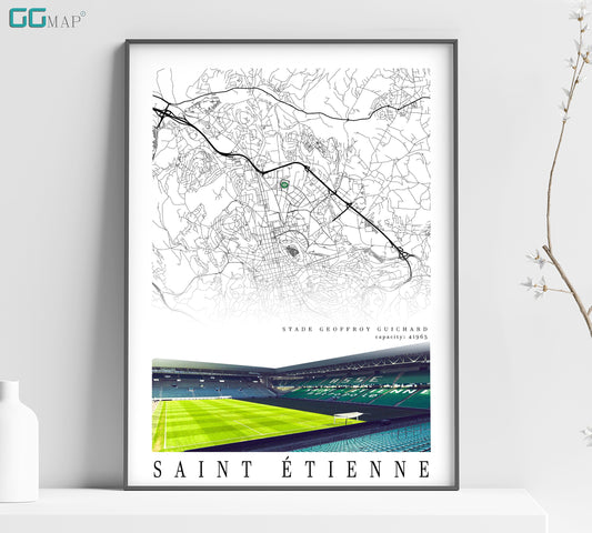 a poster of a map of the city of saint etienne