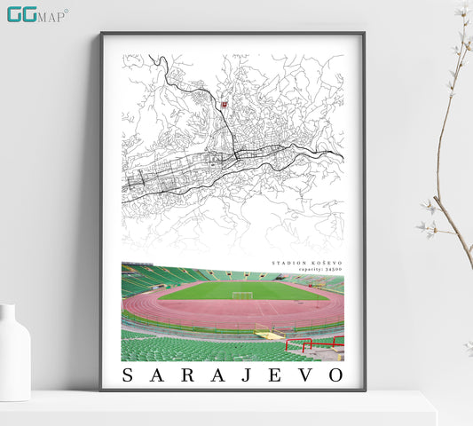 a framed map of a sarajevo