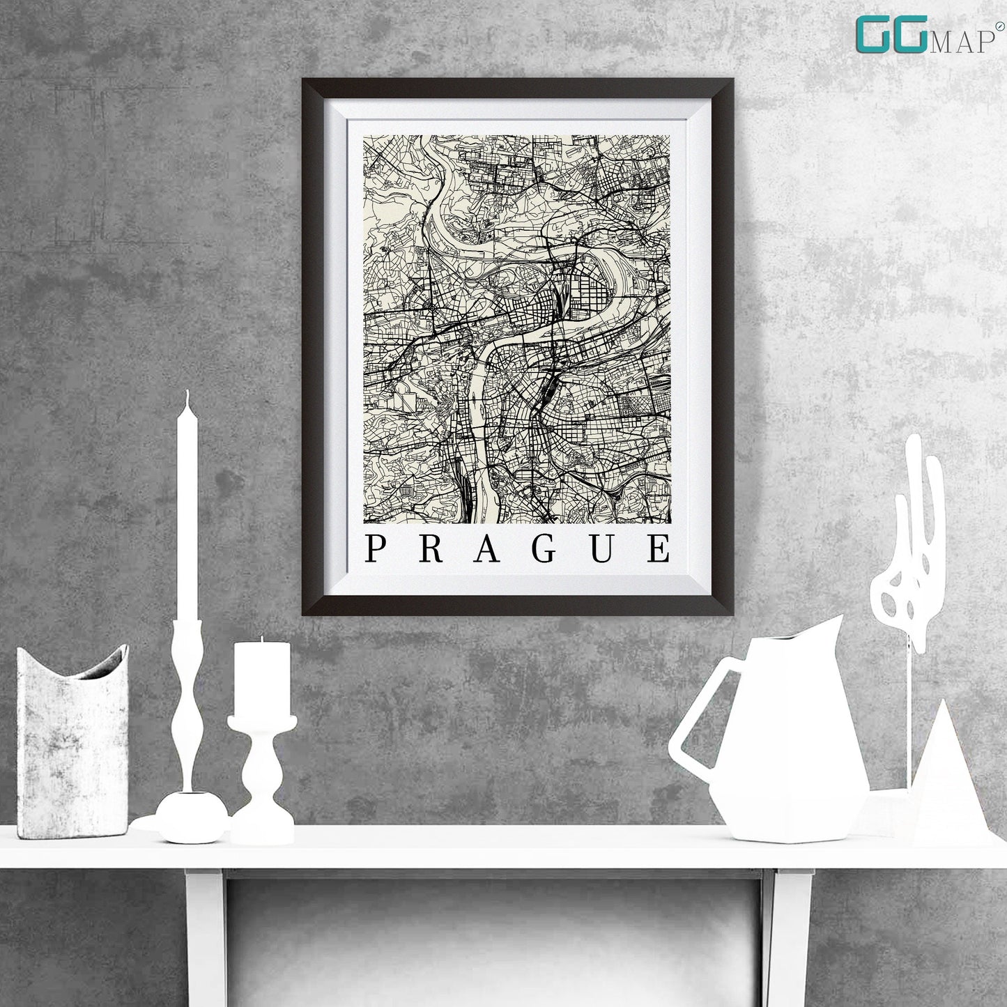 City map of PRAGUE - Home Decor - Wall decor - Office map - Travel map - Print map - Poster city map - Prague map - GeoGIS Studio