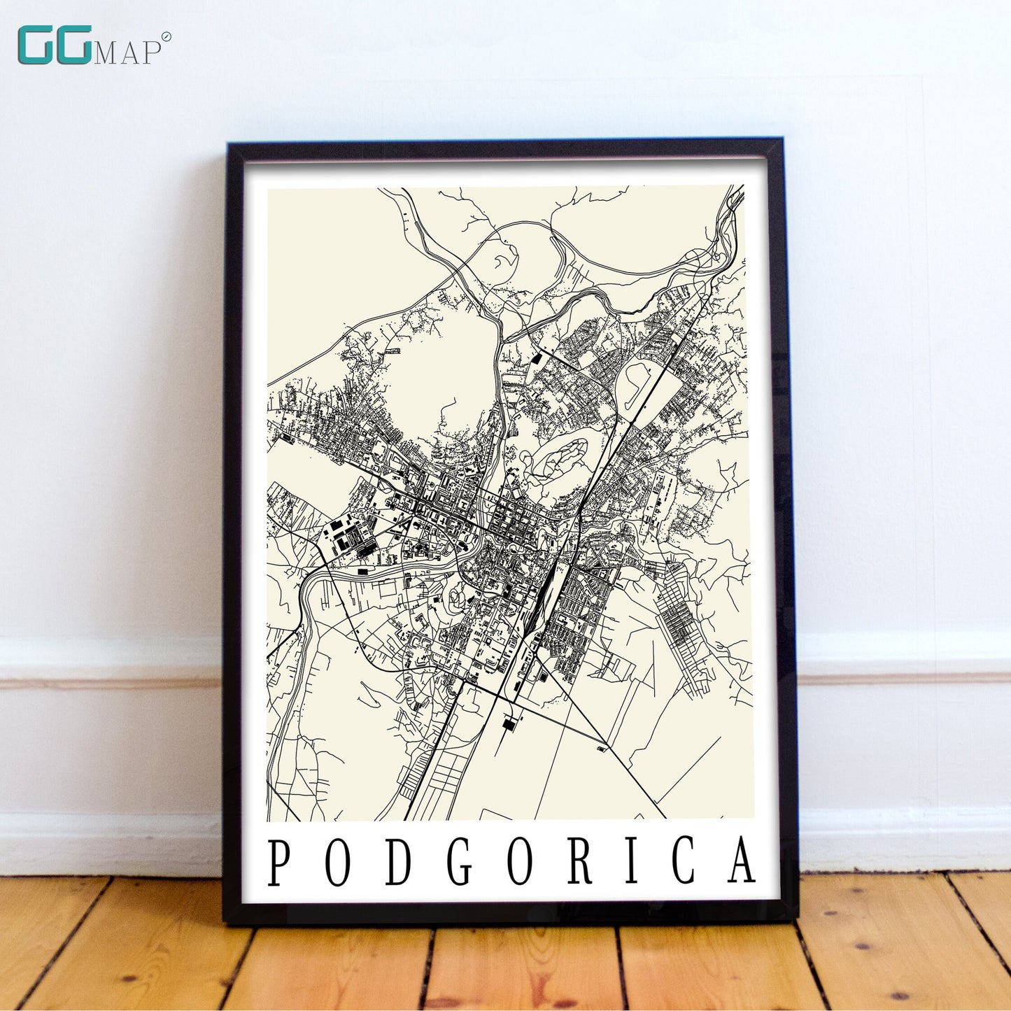 City map of Podgorica - Home Decor - Wall decor - Office map - Travel map - Print map - Poster city map - Podgorica map - GeoGIS Studio