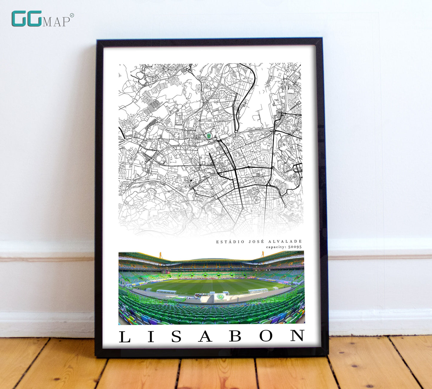 City map of LISABON - Estdio Jos Alvalade - Home Decor Estdio Jos Alvalade - Estdio Jos Alvalade gift - Print map