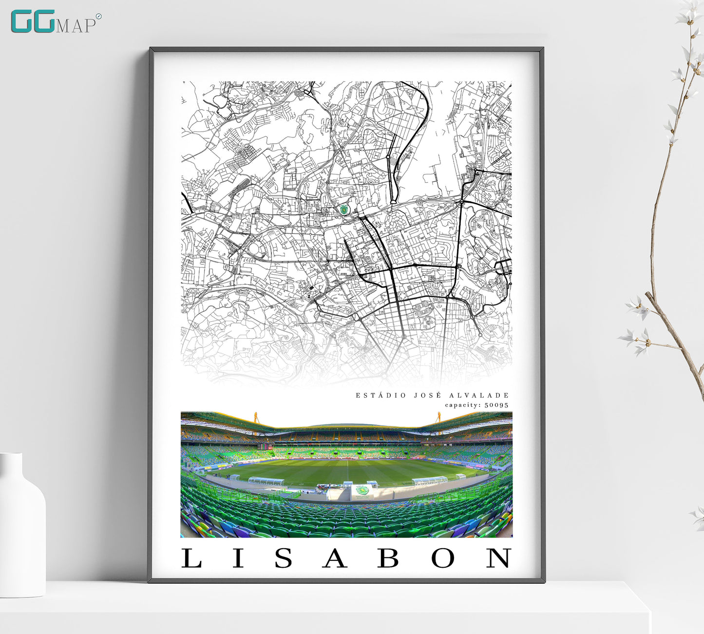 a poster of a stadium with a map of the stadium